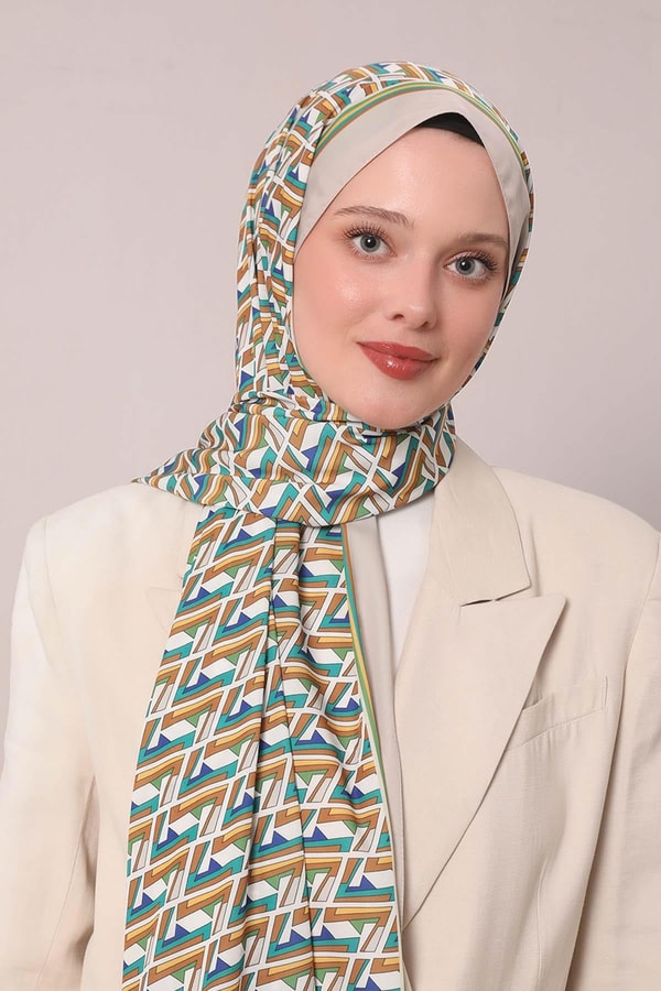 LevidorBej Zigzag Desen Club Şal