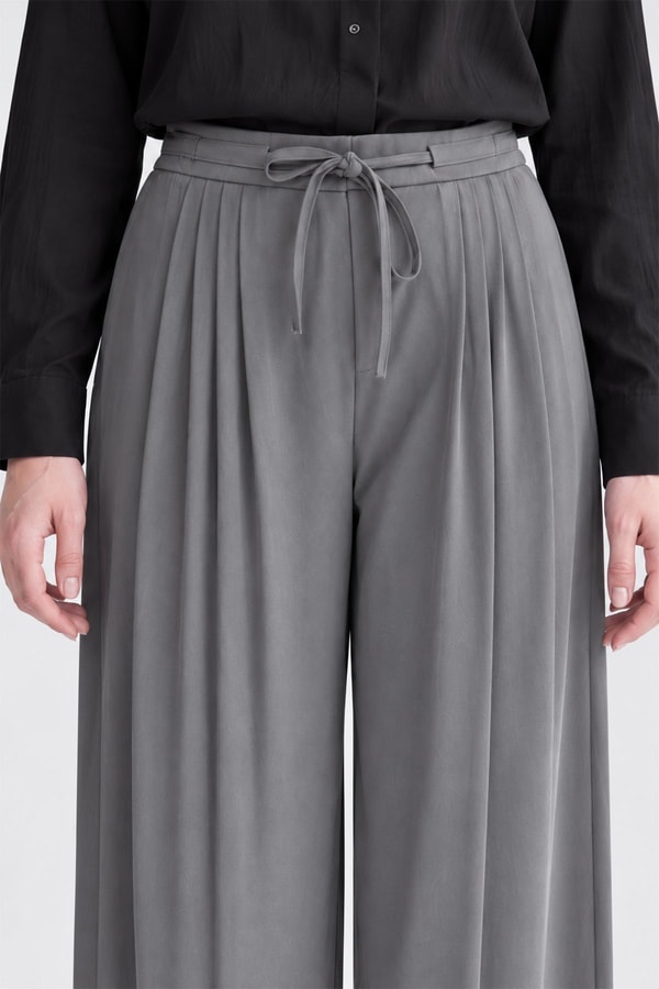LevidorBelden Bağcık Detaylı Pantolon Gri