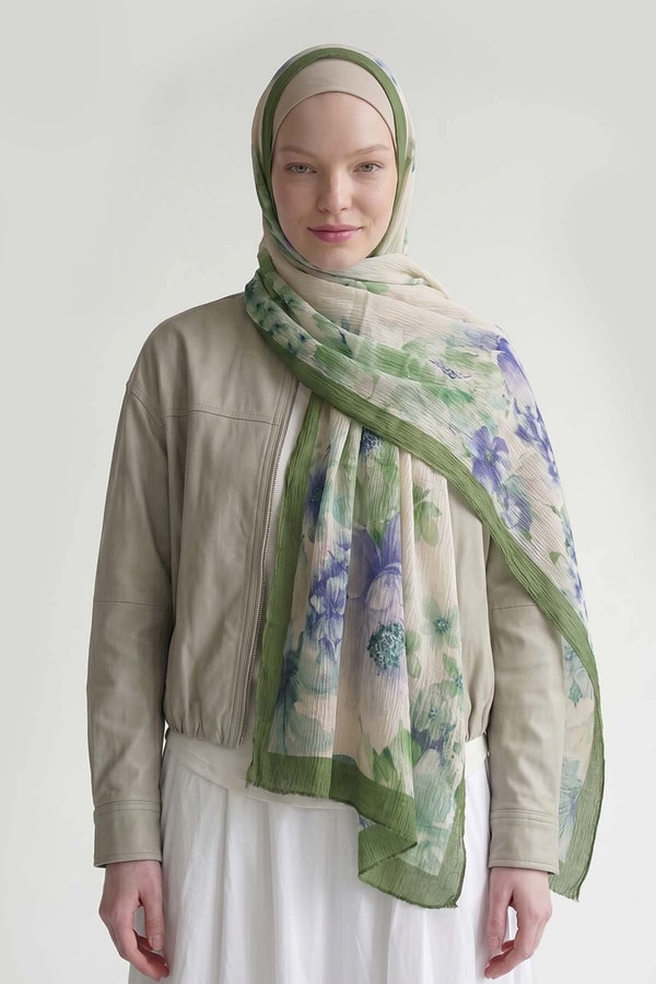 LevidorBenetton Çiçek Desen Müslin Şal