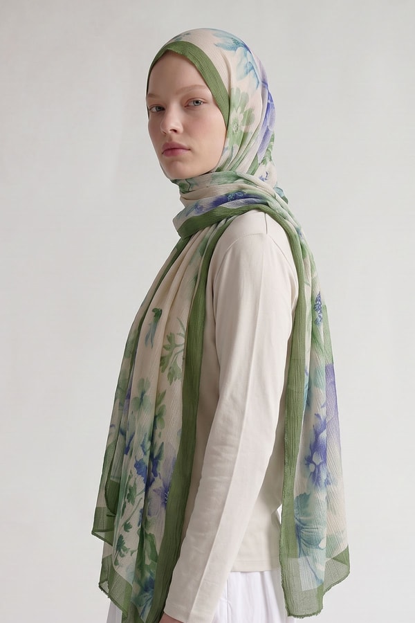 LevidorBenetton Çiçek Desen Müslin Şal