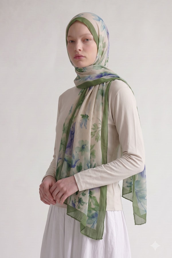 LevidorBenetton Çiçek Desen Müslin Şal