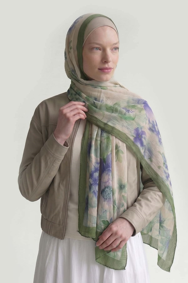 LevidorBenetton Çiçek Desen Müslin Şal