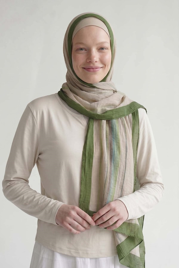 LevidorBenetton Kenarları Çizgili Müslin Şal