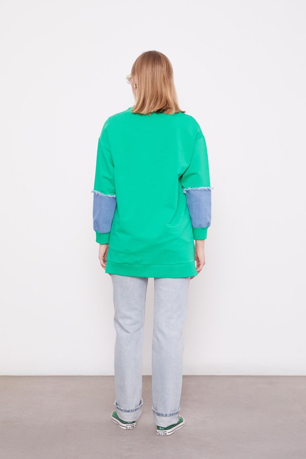 LevidorBenetton Kot Detaylı Çiçekli Sweat