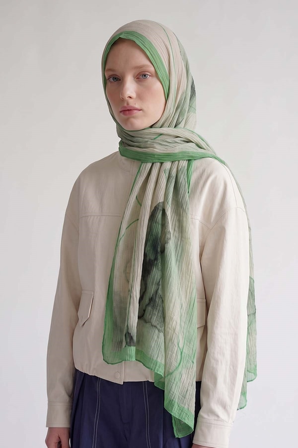 LevidorBenetton Pastel Boya Desen Müslin Şal