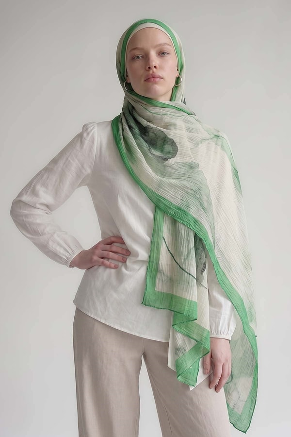 LevidorBenetton Pastel Boya Desen Müslin Şal