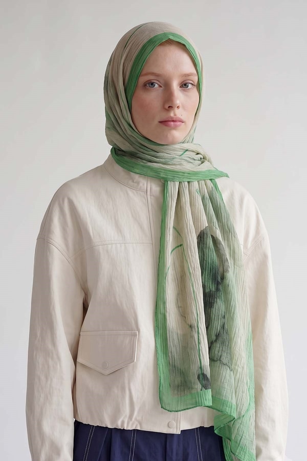 LevidorBenetton Pastel Boya Desen Müslin Şal