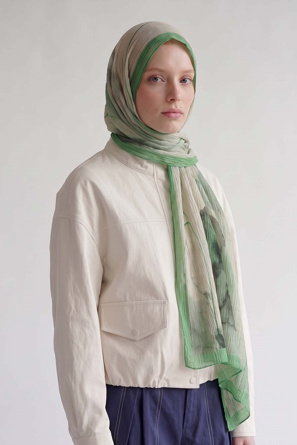 LevidorBenetton Pastel Boya Desen Müslin Şal