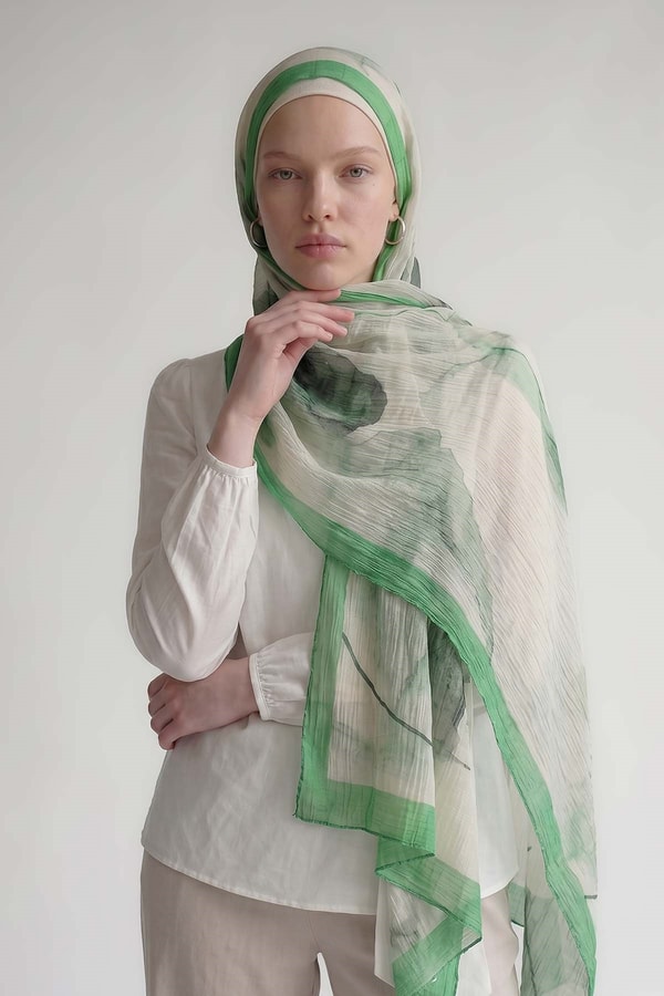 LevidorBenetton Pastel Boya Desen Müslin Şal