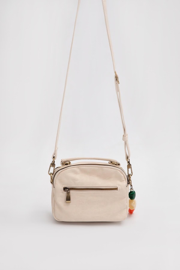 LevidorBeyaz Aksesuar Taş Detaylı Omuz Çantası