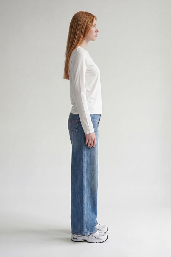 LevidorBeyaz Bisiklet Yaka Basic Bluz