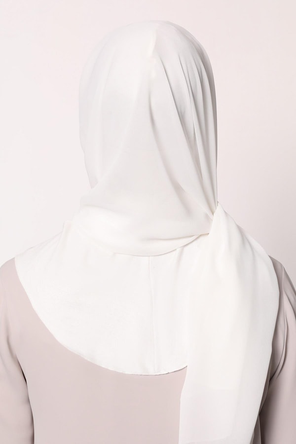 LevidorBeyaz Büyük Hijap Şifon Şal