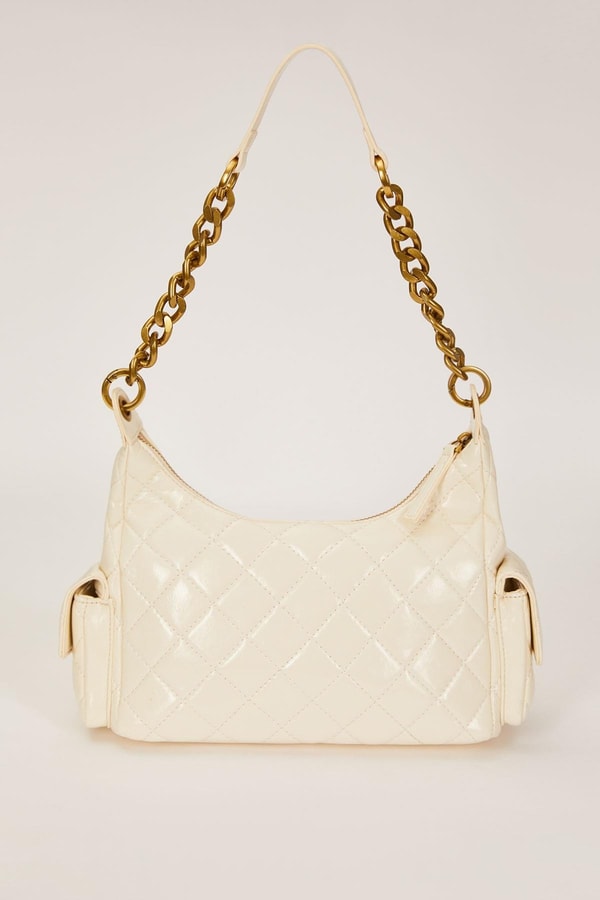 LevidorBeyaz Çoklu Cep Bölmeli Omuz Çantası