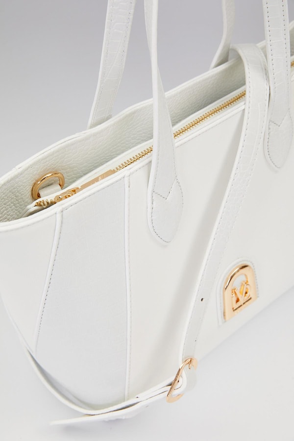 LevidorBeyaz Deri Detay Omuz Çantası