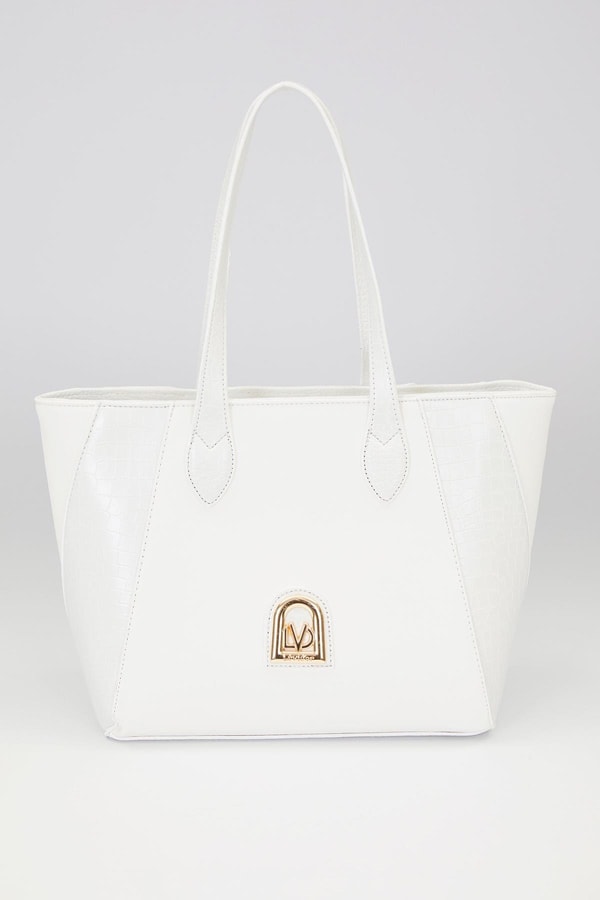 LevidorBeyaz Deri Detay Omuz Çantası