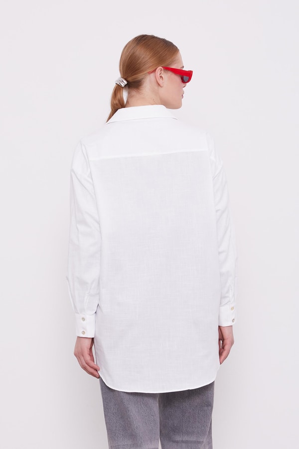 LevidorBeyaz Dokulu Pamuk Gömlek