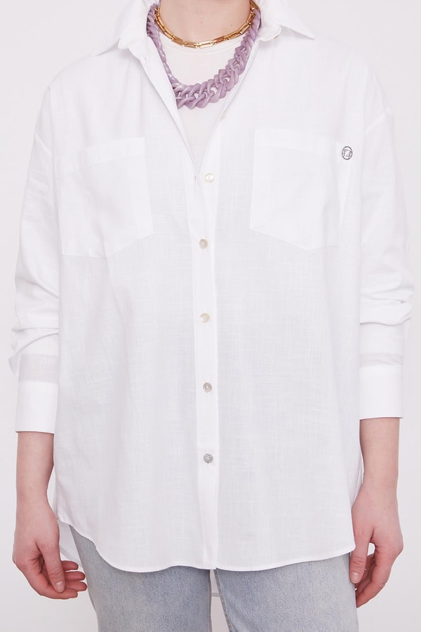 LevidorBeyaz Dokulu Pamuk Gömlek