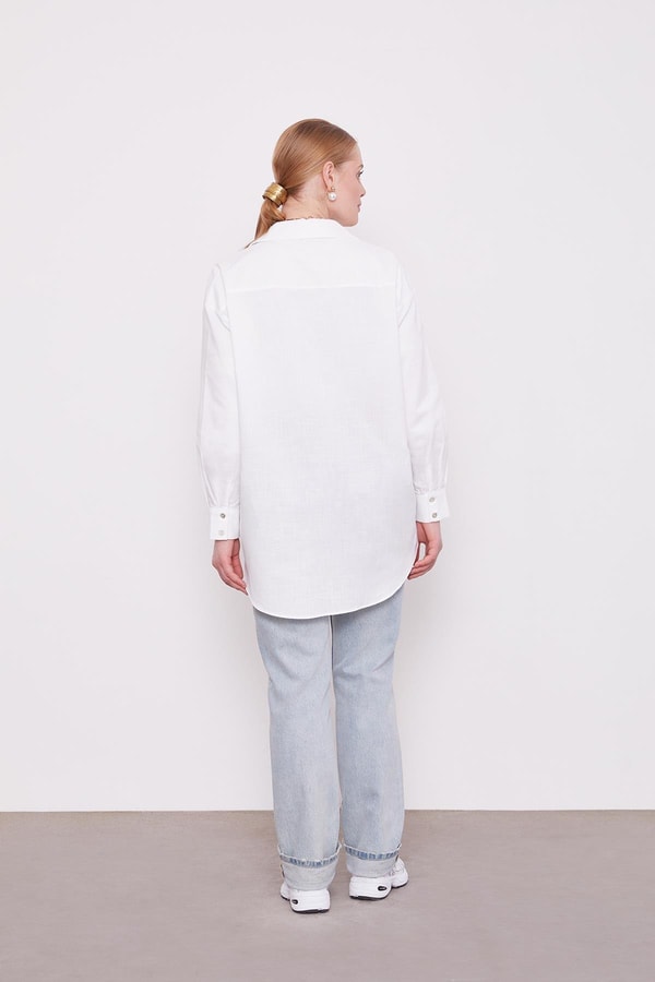 LevidorBeyaz Dokulu Pamuk Gömlek