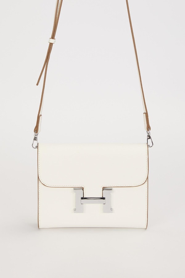 LevidorBeyaz Düz Form Omuz Çantası