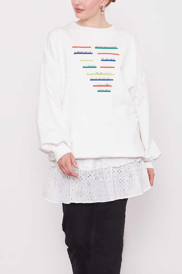 LevidorBeyaz Fırfırlı Gömlek Altı İçlik