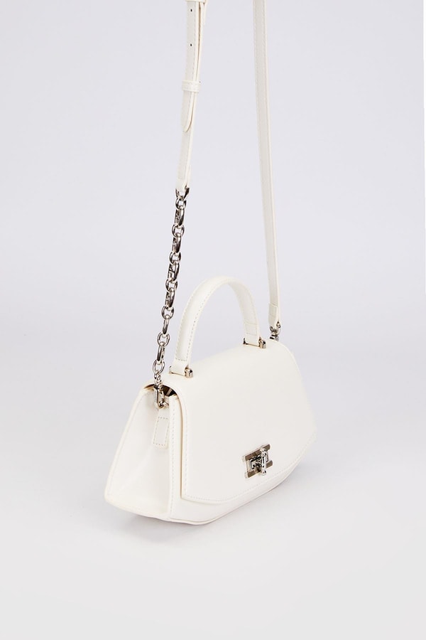 LevidorBeyaz Geometrik Model Omuz Çantası