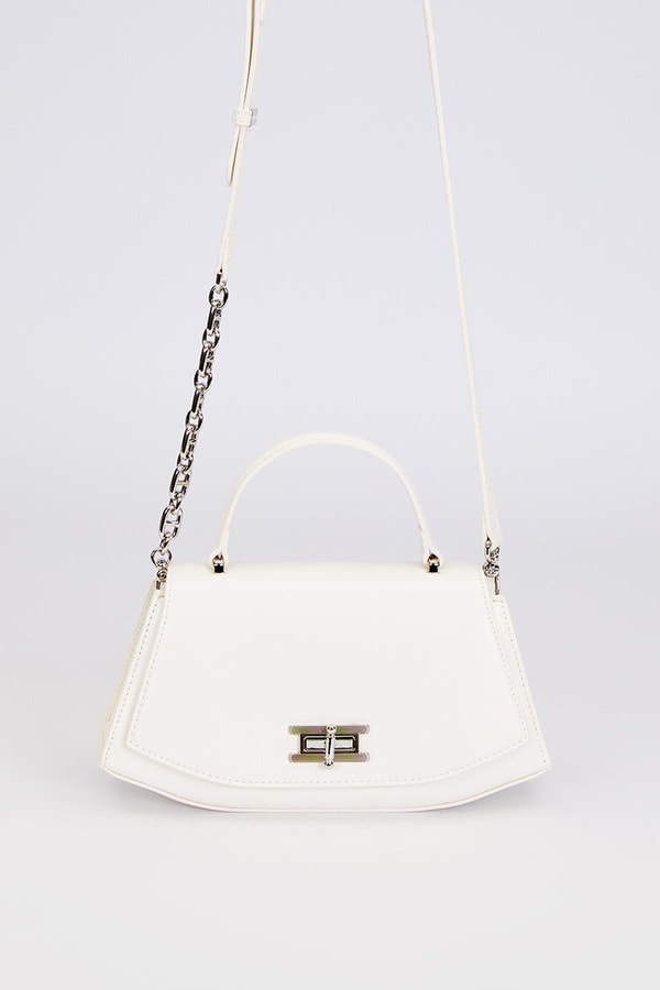 LevidorBeyaz Geometrik Model Omuz Çantası