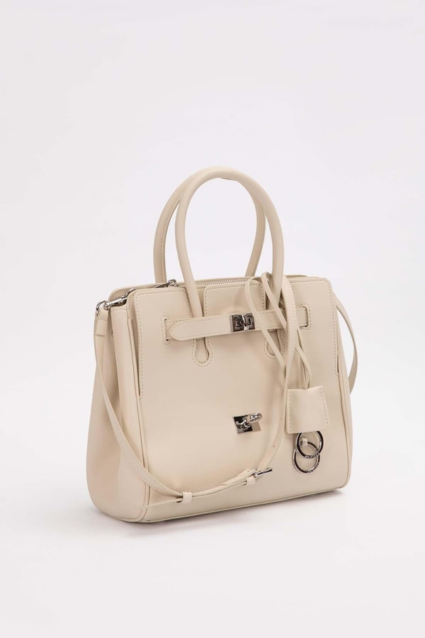 LevidorBeyaz Halka Aksesuar Detaylı Omuz Çantası