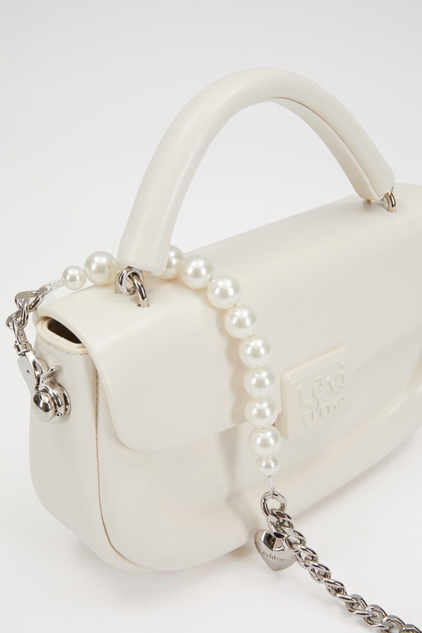 LevidorBeyaz İnci Askılı Omuz Çantası
