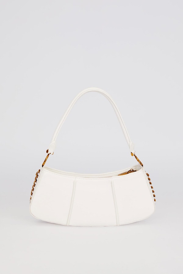 LevidorBeyaz Kenar Dikiş Görünümlü Omuz Çantası