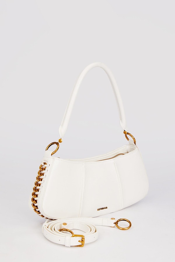 LevidorBeyaz Kenar Dikiş Görünümlü Omuz Çantası