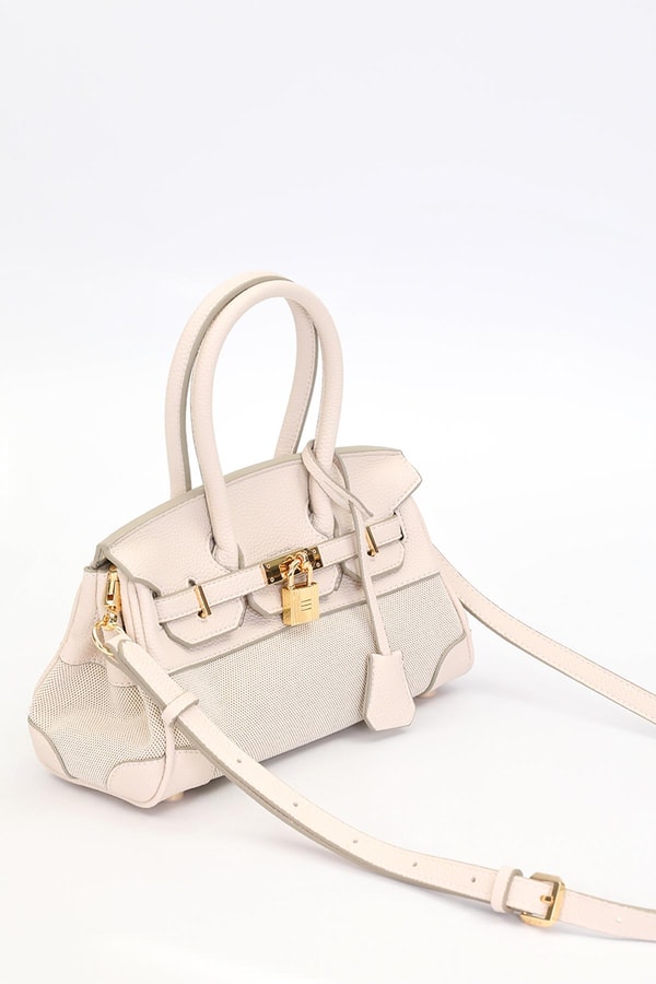 LevidorBeyaz Oval Kilit Detay El Çantası