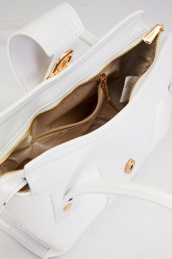 LevidorBeyaz Rugan Baget Omuz Çantası