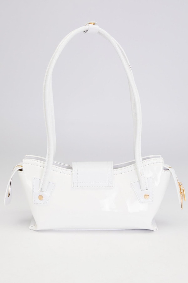 LevidorBeyaz Rugan Baget Omuz Çantası