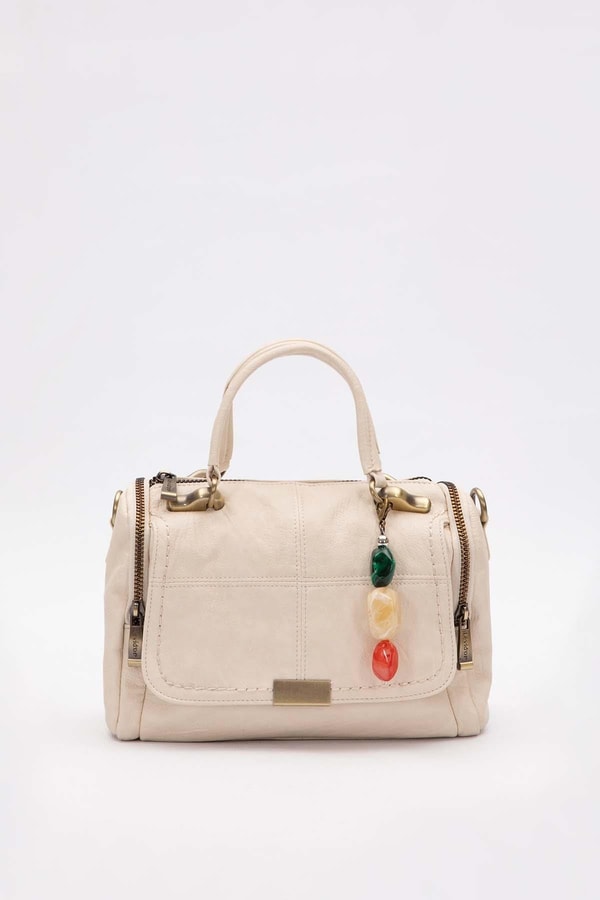 LevidorBeyaz Taş Aksesuar Detaylı Omuz Çantası