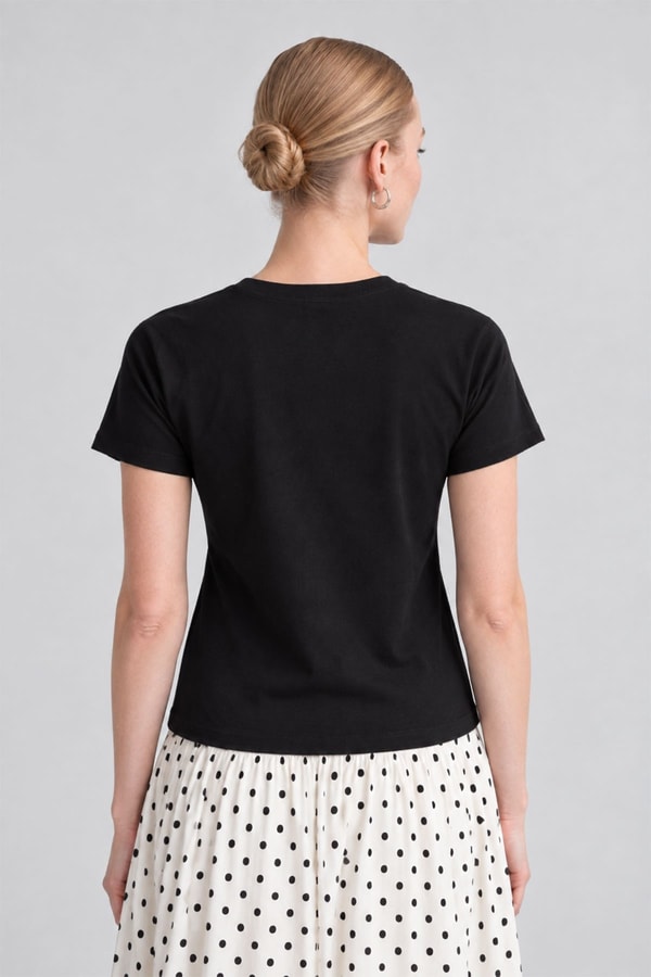LevidorBisiklet Yaka Basic T-shirt Siyah