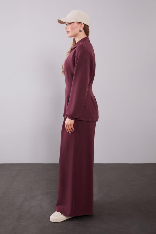 LevidorBordo Belden Oturmalı Pile Detaylı İkili Takım