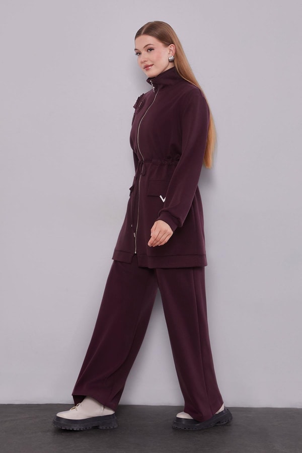 LevidorBordo Cep Aksesuar Detaylı İkili Takım