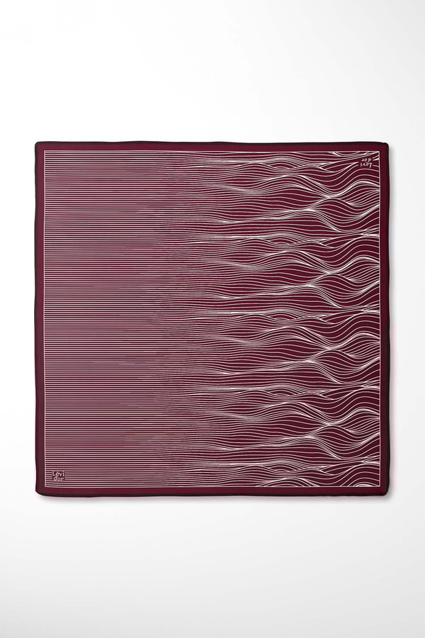 LevidorBordo Çizgi Desen Twill İpek Eşarp