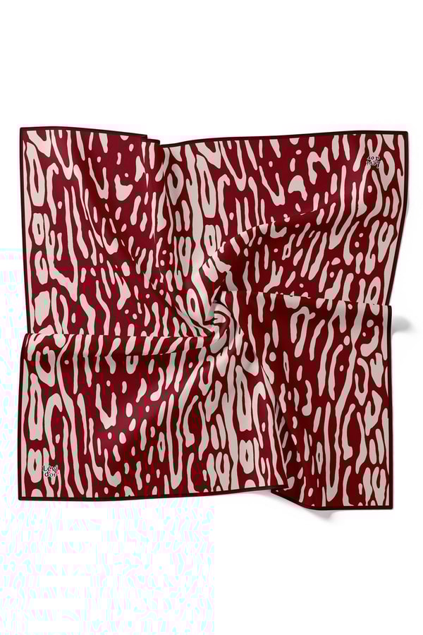 LevidorBordo Dalmaçya Desen Twill İpek Eşarp