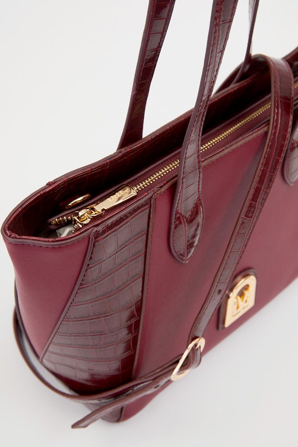 LevidorBordo Deri Detay Omuz Çantası