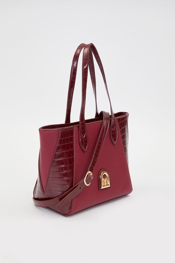 LevidorBordo Deri Detay Omuz Çantası