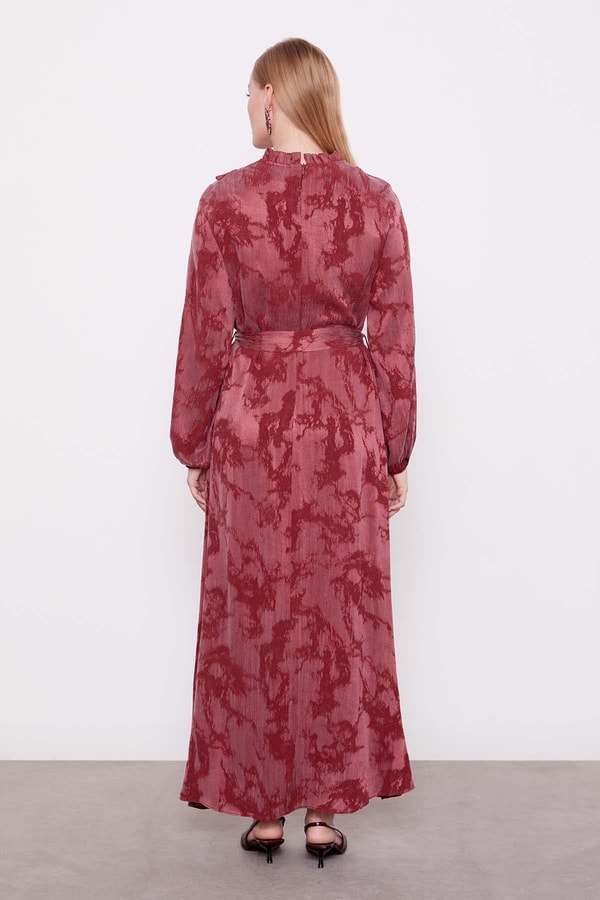 LevidorBordo Fırfır Detayı Elbise