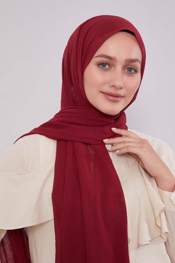 LevidorBordo Frozen Krep Şal