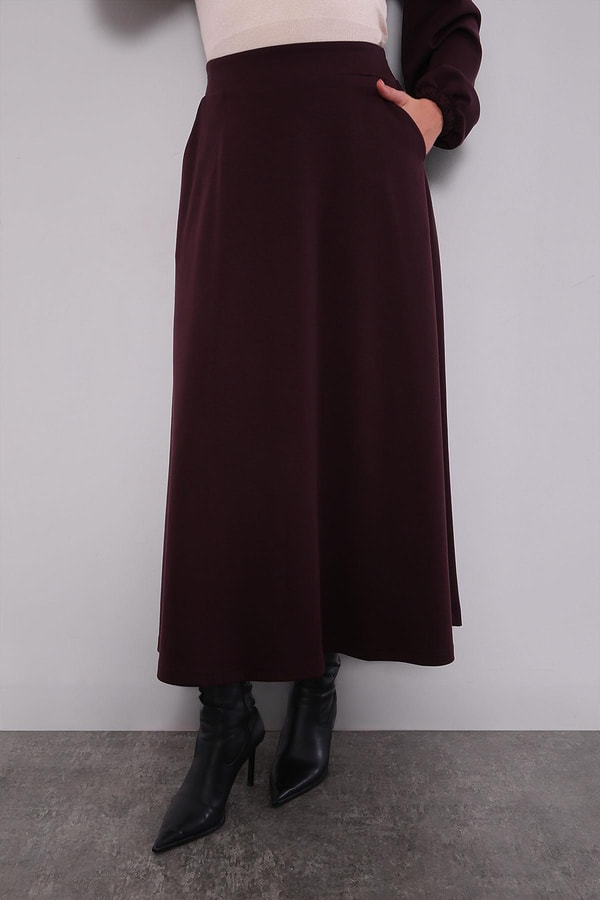 LevidorBordo Gold Fermuar Detaylı Etek Takım