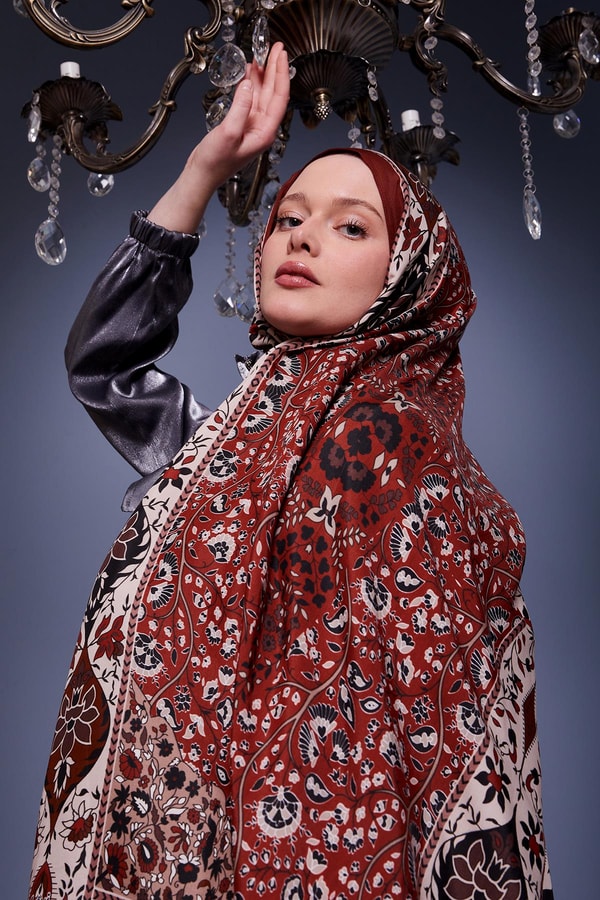 LevidorBordo Kenar Motif Desen Royal Şal