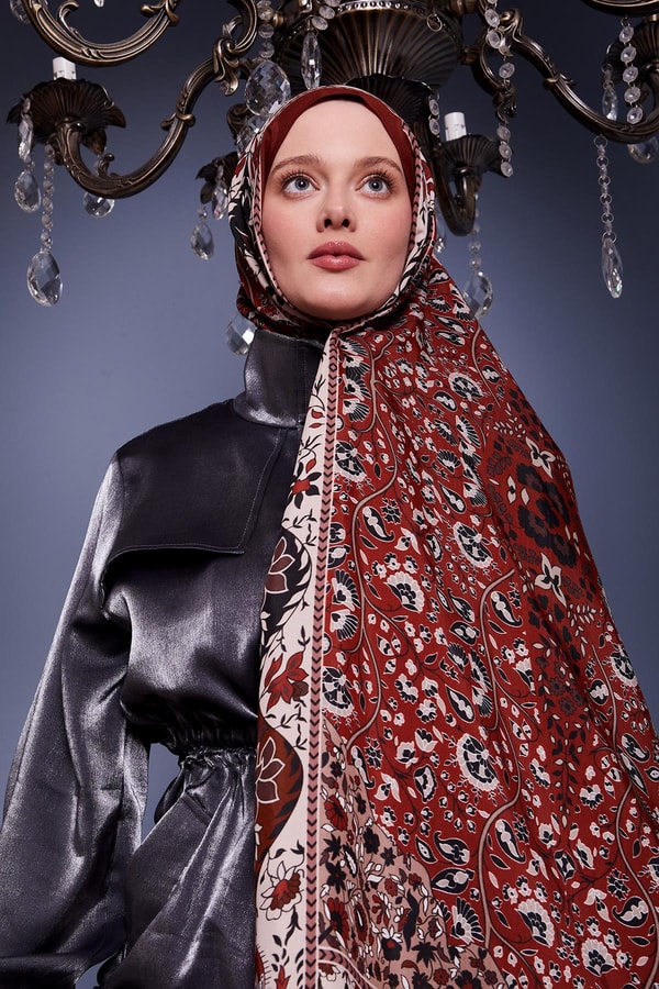 LevidorBordo Kenar Motif Desen Royal Şal