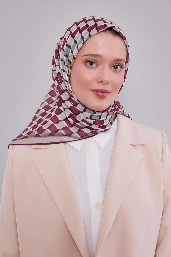 LevidorBordo Küp Desen Soft Eşarp