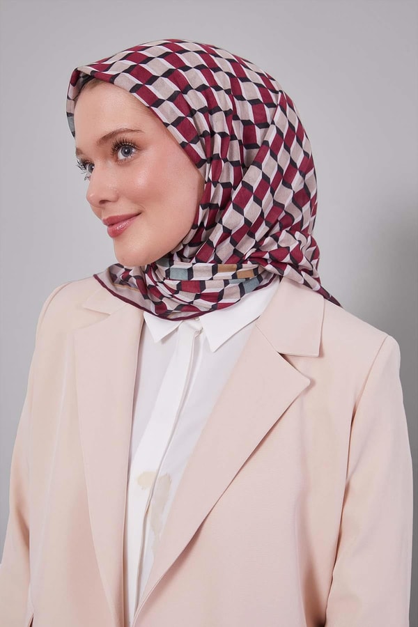 LevidorBordo Küp Desen Soft Eşarp