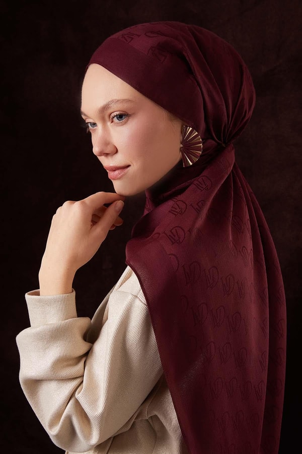 LevidorBordo LVD Baskılı Naia Jakar Şal