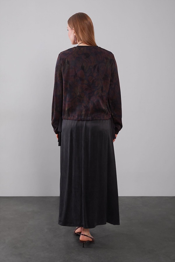 LevidorBordo Mini Fırfır Detaylı Cupra Etek Takım